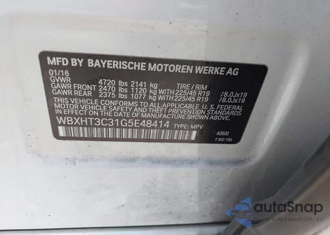 2016 BMW X1 xDrive28I z USA, uszkodzony, nr VIN WBXHT3C31G5E48414